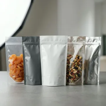 带透明窗口、不透明膜和拉链的自立袋样式